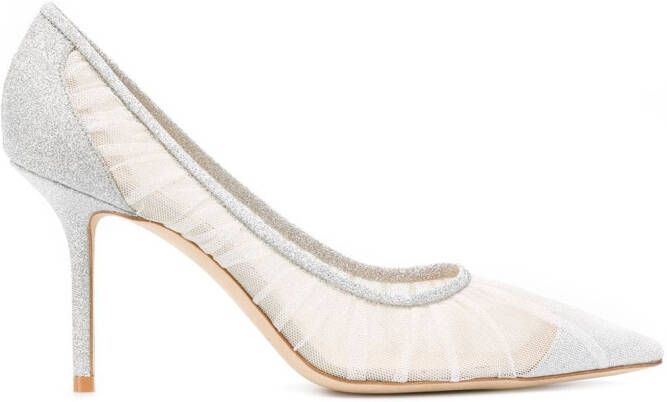 Jimmy Choo Love 85mm glitter pumps White