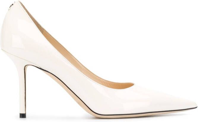 Jimmy Choo 85mm Love patent leather pumps White