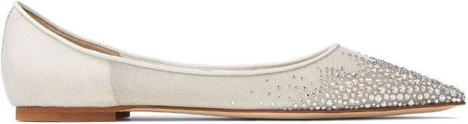 Jimmy Choo Love crystal-embellished ballerinas White
