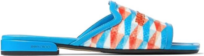 Jimmy Choo Nako diamond-print slides Blue