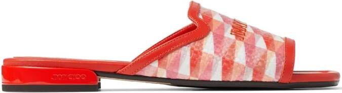 Jimmy Choo Nako diamond-print slides Red