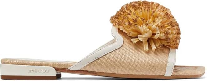 Jimmy Choo Nako pompom mules Neutrals