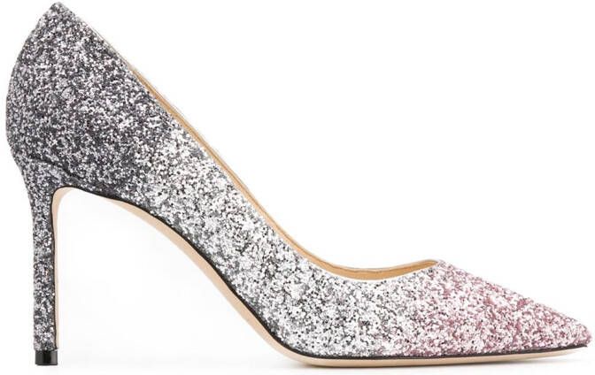 Jimmy Choo Romy 85mm glitter-embellished pumps Silver