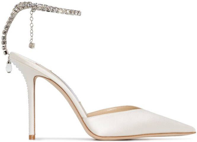 Jimmy Choo Saeda 100mm crystal-anklet pumps White