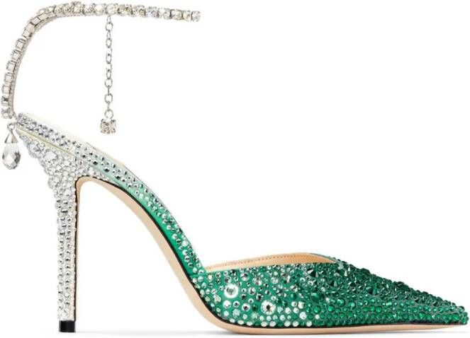 Jimmy Choo Saeda 100mm crystal-embellished pumps Green