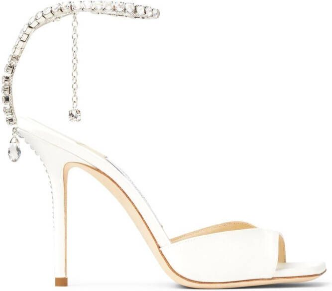 Jimmy Choo Saeda 100mm crystal-strap sandals White