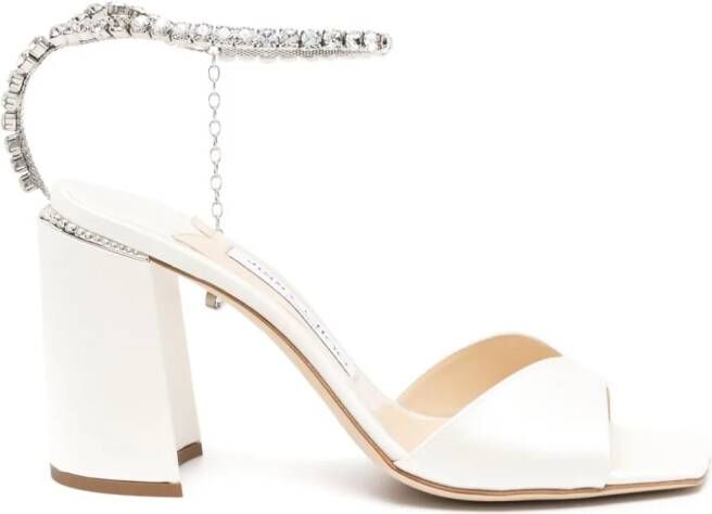 Jimmy Choo Saeda 85mm crystal-strap sandals Neutrals