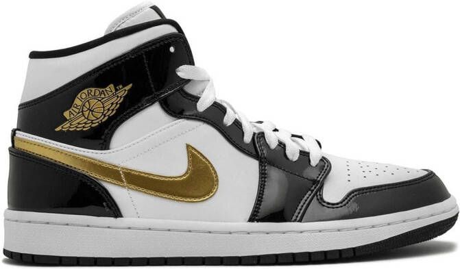 Jordan Air 1 Mid SE "Black Gold Patent Leather" sneakers White