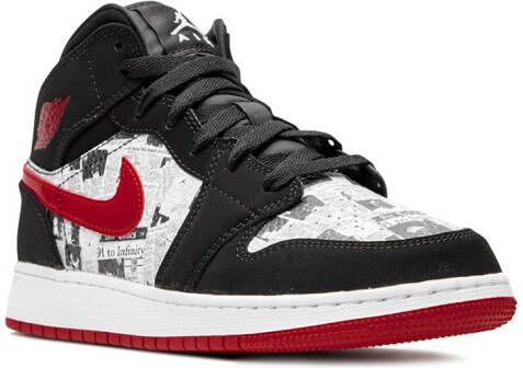 Jordan Kids Air Jordan 1 Mid SE "Newspaper" sneakers Black