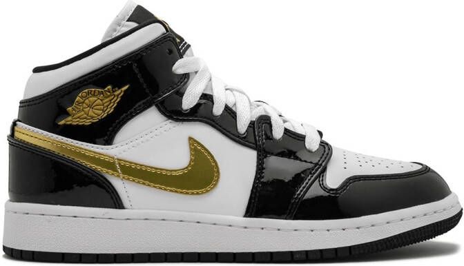 Jordan Kids Air Jordan 1 Mid SE "Black Gold Patent Leather" sneakers