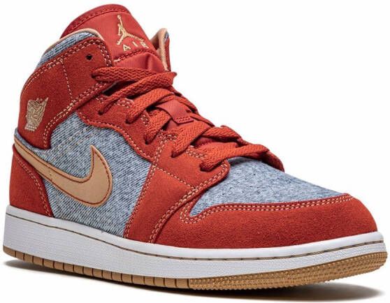 Jordan Kids Jordan 1 Mid SE "Denim Red Suede" sneakers