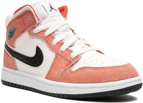 Jordan Kids Jordan 1 Mid "Orange Suede" sneakers White