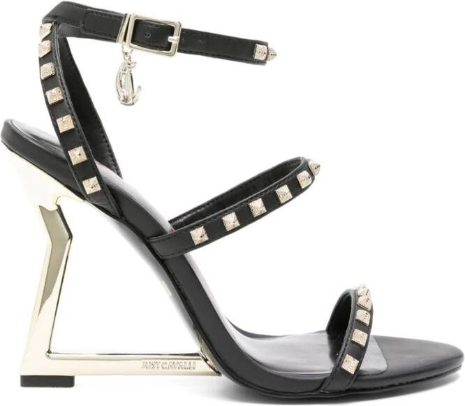 Just Cavalli 110mm studded leather sandals Black