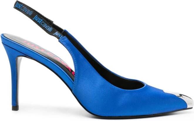 Just Cavalli 95mm satin slingback pumps Blue