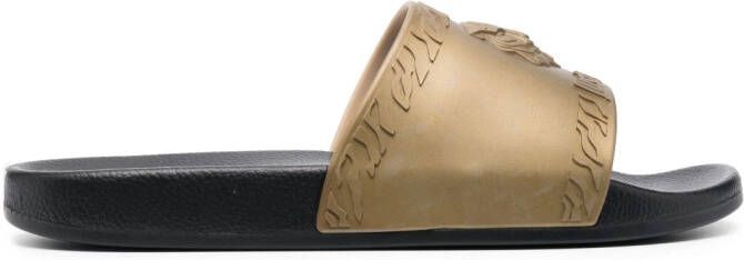Just Cavalli debossed-logo slip-on slides Gold