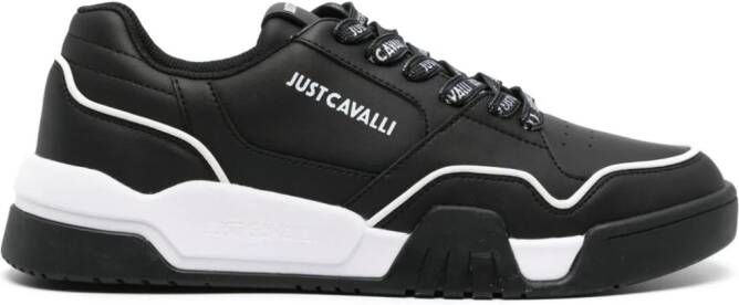 Just Cavalli logo-embossed leather sneakers Black