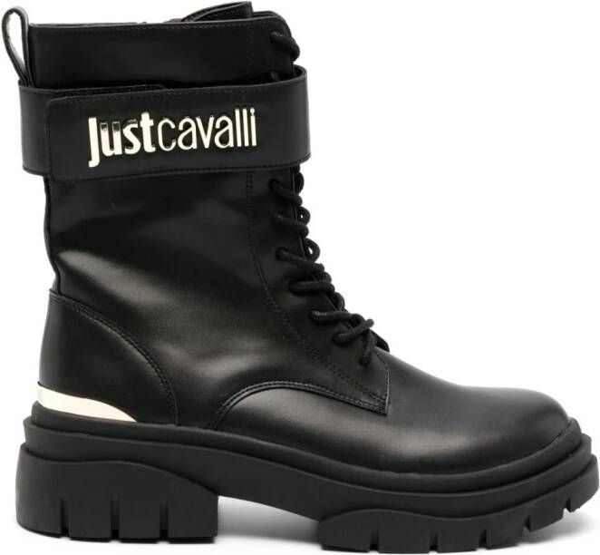 Just Cavalli logo-plaque leather boots Black