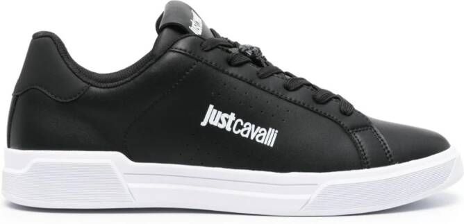 Just Cavalli logo-print leather sneakers Black