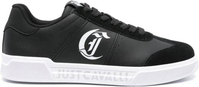 Just Cavalli logo-print leather sneakers Black