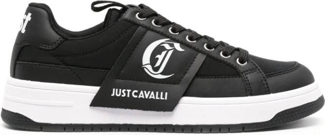 Just Cavalli logo-print leather sneakers Black