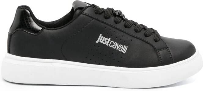Just Cavalli Tiger Head-logo leather sneakers Black