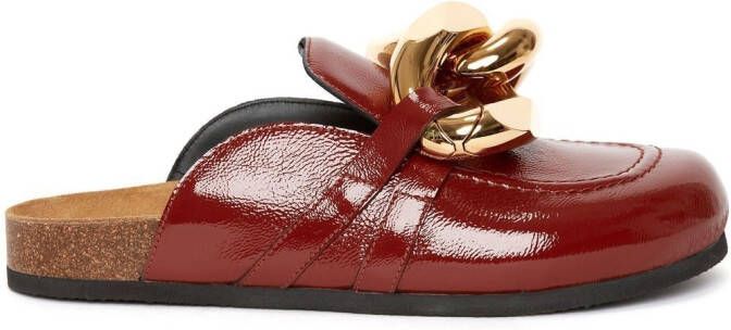 JW Anderson chain-detail leather loafer mules Brown