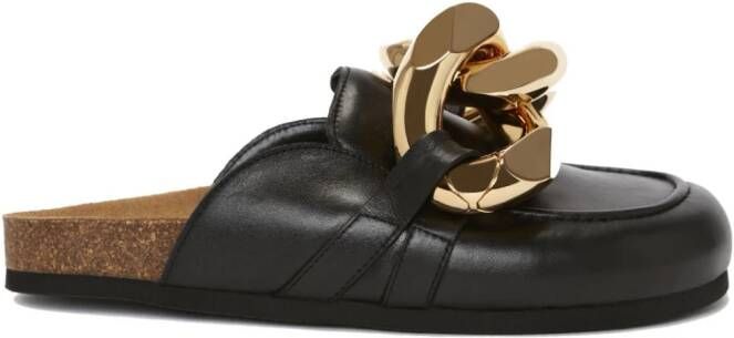 JW Anderson chain-detail leather slides Black