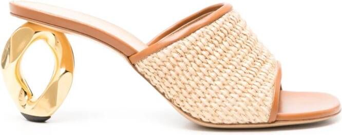 JW Anderson Chain-heel raffia-woven sandals Brown