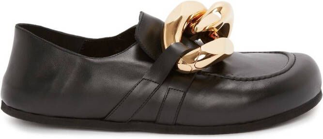 JW Anderson Chain leather loafers Black