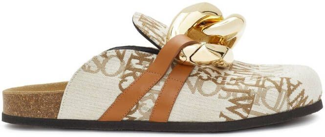 JW Anderson Chain logo grid mules Neutrals