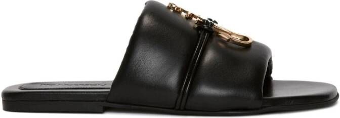 JW Anderson JW Anchor logo-plaque slides Black