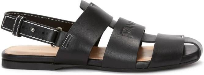 JW Anderson logo-debossed leather fisherman sandals Black
