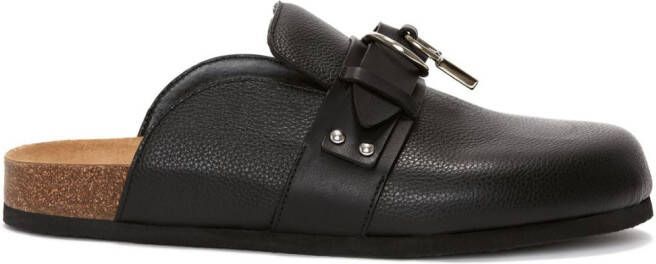 JW Anderson padlock leather mules Black