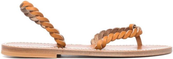 K. Jacques braided leather thong sandals Brown