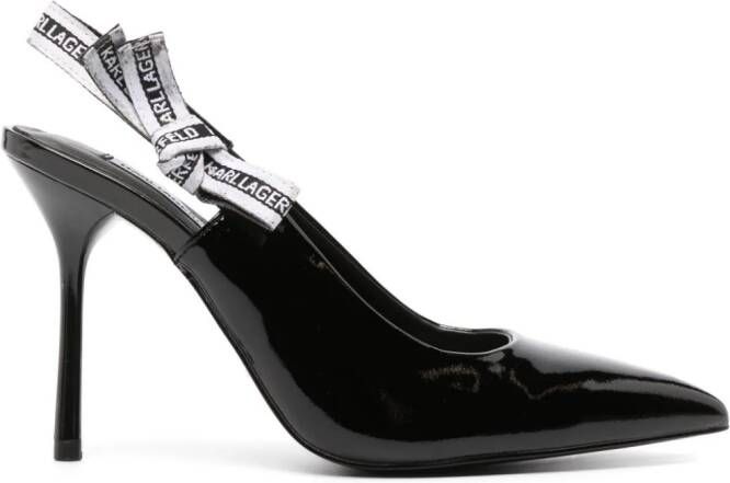 Karl Lagerfeld 100mm slingback leather pumps Black