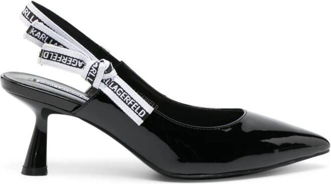 Karl Lagerfeld 75mm logo-strap leather pumps Black