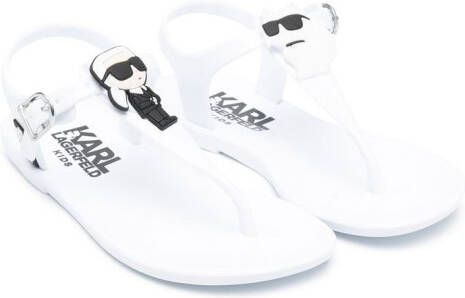 Karl Lagerfeld Kids glossy-finish patch-detail sandals White