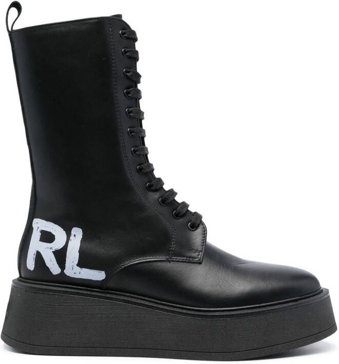Karl Lagerfeld logo-print combat boots Black