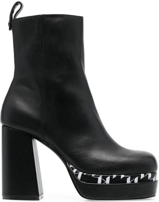 Karl Lagerfeld monogram-print platform boots Black