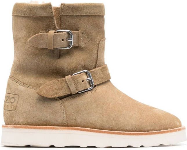 Kenzo buckle-detail suede boots Neutrals