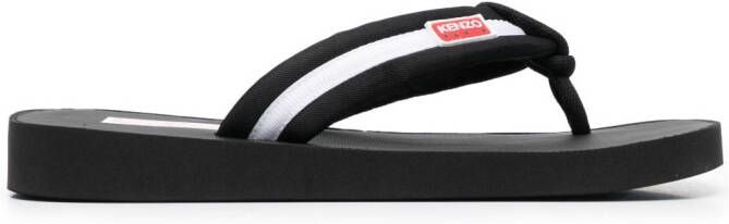 Kenzo logo-patch striped flip flops Black