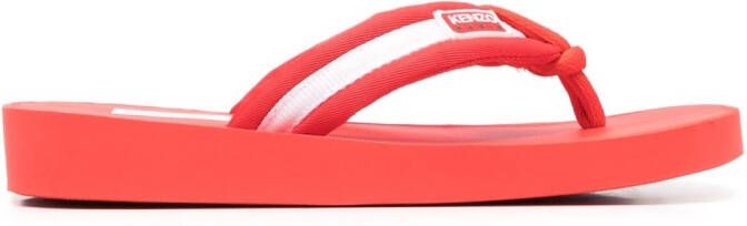 Kenzo logo-patch striped flip flops Red