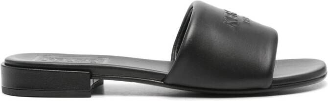 Kenzo Oki leather flat sandals Black