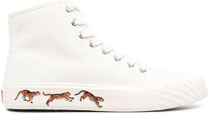 Kenzo tiger-print lace-up sneakers White