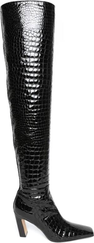 KHAITE Marfa 85mm leather boots Black