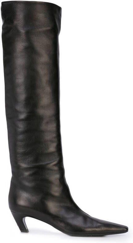 KHAITE The Davis 50mm leather boots Black