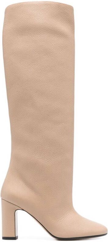 Kiton 95mm leather knee-high boots Neutrals