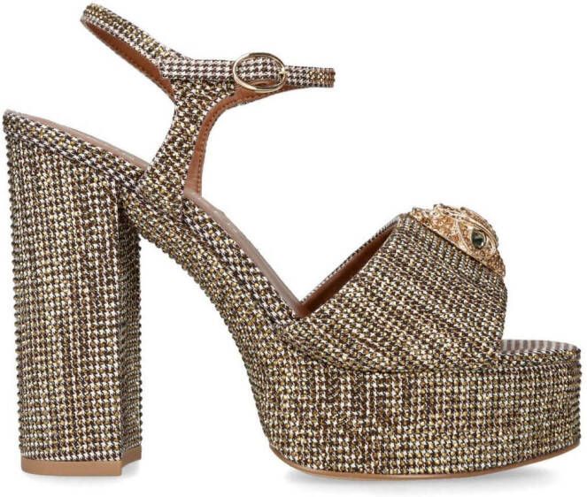Kurt Geiger London 125mm Kensington Platform houndstooth sandals Neutrals