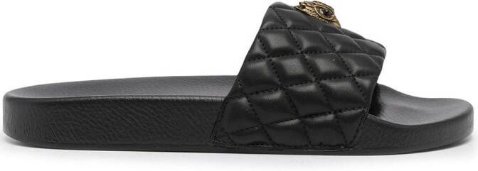 Kurt Geiger London Meena Eagle quilted slides Black