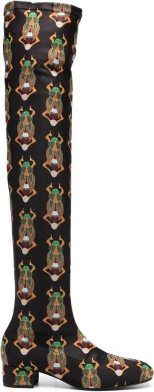 La DoubleJ Edie 40mm scarab-jacquard boots Black